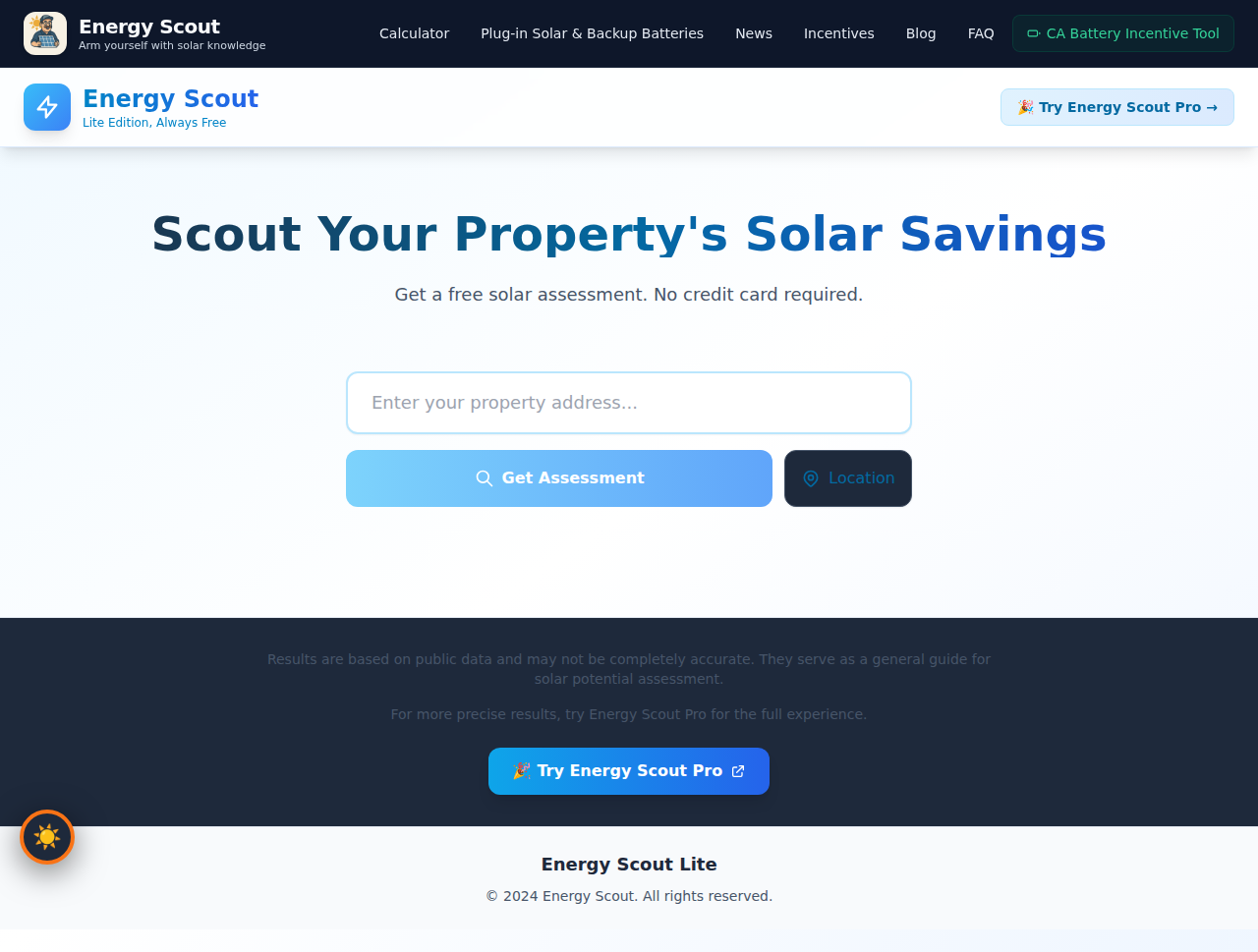 EnergyScout free home solar assessment tool