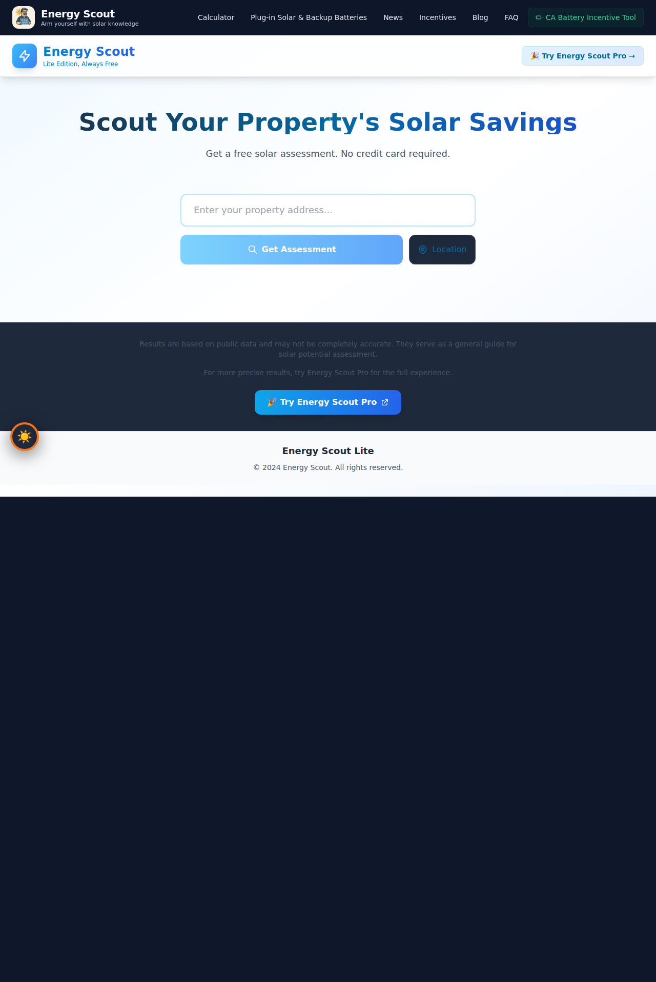 EnergyScout free solar assessment tool for homeowners